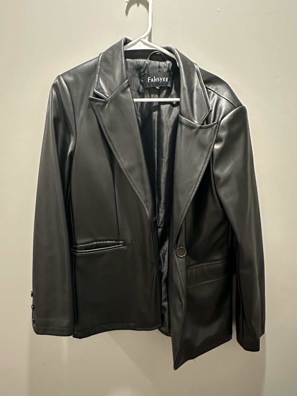Amazon Faux Leather Black Blazer Jacket